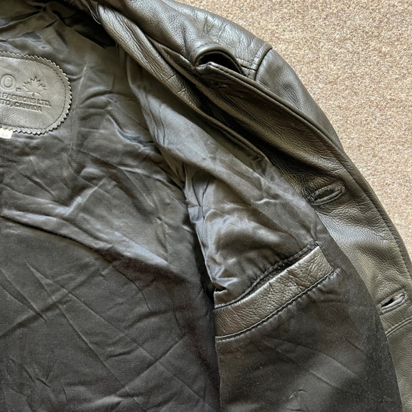 Vintage Black Genuine Leather Button Front Jacket Men’s S Heavyweight Coat 90s - Picture 6 of 14